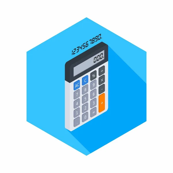 Calculator Digitaal Nummer Rechts Aanzicht Pictogram Vector Isometrische — Stockvector