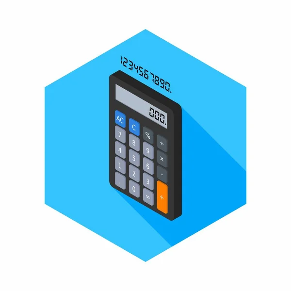 Calculator Digitaal Nummer Links Aanzicht Pictogram Vector Isometrische — Stockvector