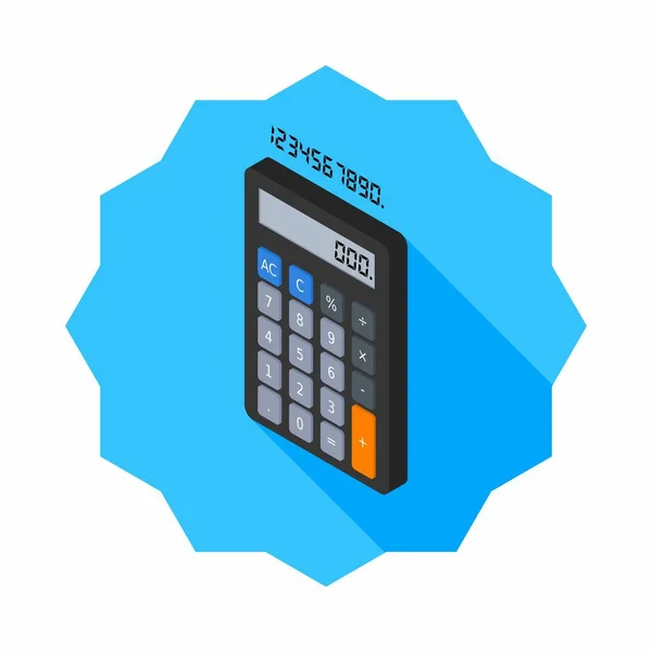 Calculator Digitaal Nummer Links Aanzicht Pictogram Vector Isometrische — Stockvector