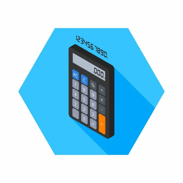 Calculator Digitaal Nummer Links Aanzicht Pictogram Vector Isometrische — Stockvector