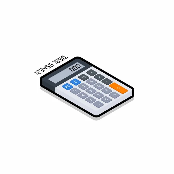 Calculator Digitaal Nummer Rechts Bekijken Zwarte Stroke Schaduw Pictogram Vector — Stockvector