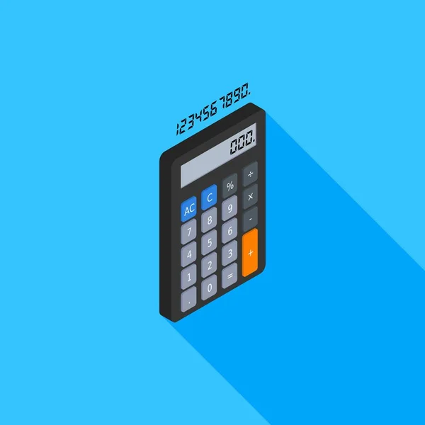 Calculatrice Numérotation Numérique Icône Vue Droite Vecteur Isométrique — Image vectorielle