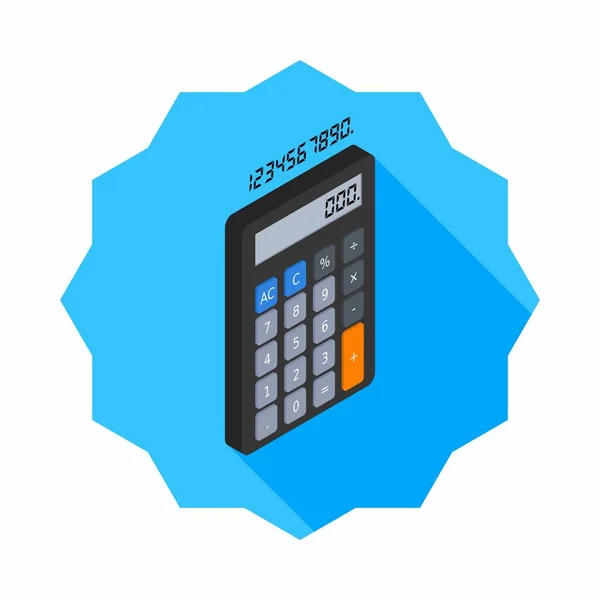 Calculator Digitaal Nummer Rechts Aanzicht Pictogram Vector Isometrische — Stockvector