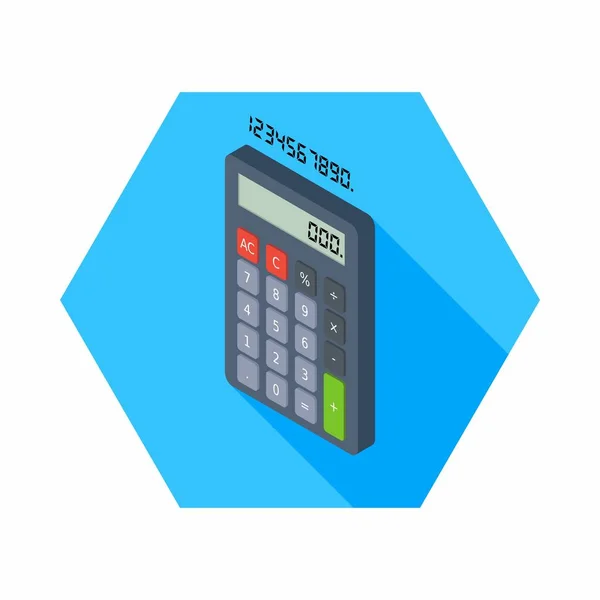 Calculator Digitaal Nummer Links Aanzicht Pictogram Vector Isometrische — Stockvector