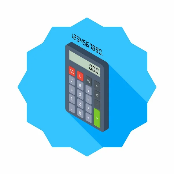 Calculator Digitaal Nummer Links Aanzicht Pictogram Vector Isometrische — Stockvector