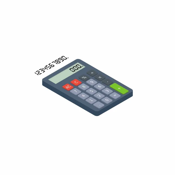 Calculator Digitaal Nummer Rechts Uitzicht Witte Achtergrond Pictogram Vector Isometrische — Stockvector