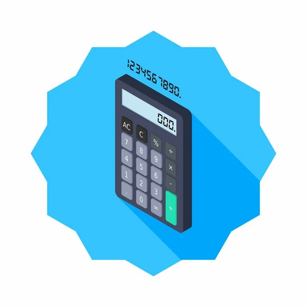 Calculator Digitaal Nummer Links Aanzicht Pictogram Vector Isometrische — Stockvector