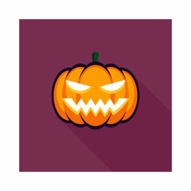 Cadılar Bayramı balkabağı, korkutucu ya da ürkütücü balkabakları, Cadılar Bayramı tatili. İzole edilmiş bir ikon. Düz biçim vektör illüstrasyonu.