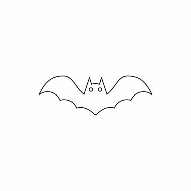 Cadılar Bayramı yarasası simgesi parlayan gözler, Cadılar Bayramı tatili. Siyah tasarım. İzole edilmiş bir ikon. Düz biçim vektör illüstrasyonu.