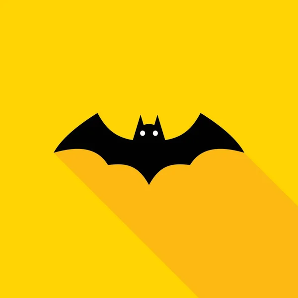 Halloween Bat Icon Glowing Eyes Halloween Holiday Isolated Icon Flat — Stock Vector