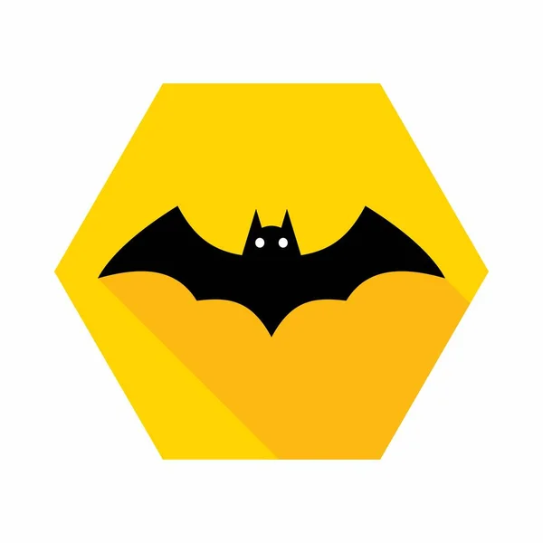 Halloween Bat Icon Glowing Eyes Halloween Holiday Isolated Icon Flat — Stock Vector