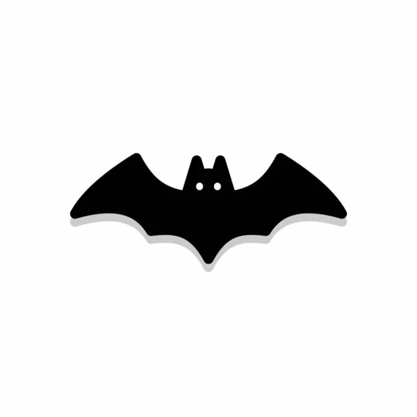 Halloween Bat Icon Glowing Eyes Halloween Holiday Black Stroke Shadow — Stock Vector