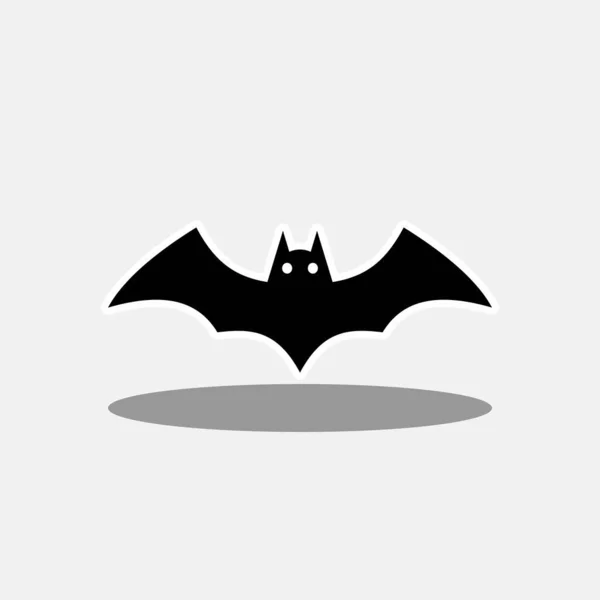 Halloween Bat Icon Glowing Eyes Halloween Holiday White Stroke Shadow — Stock Vector