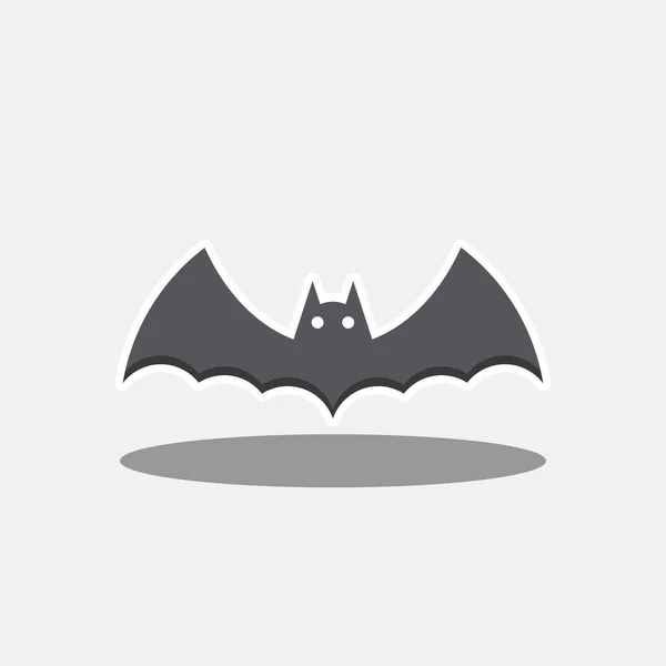 Halloween Bat Icon Glowing Eyes Halloween Holiday White Stroke Shadow — Stock Vector