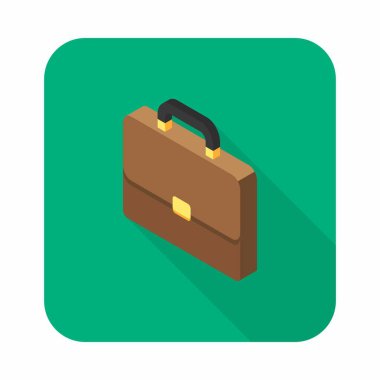 Evrak çantası sol görünüm ikon vektörü izometrik. Düz biçim vektör illüstrasyonu.