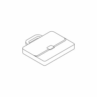 Evrak çantası sağ görünüm Black Outline ikon vektör izometriği. Düz biçim vektör illüstrasyonu.