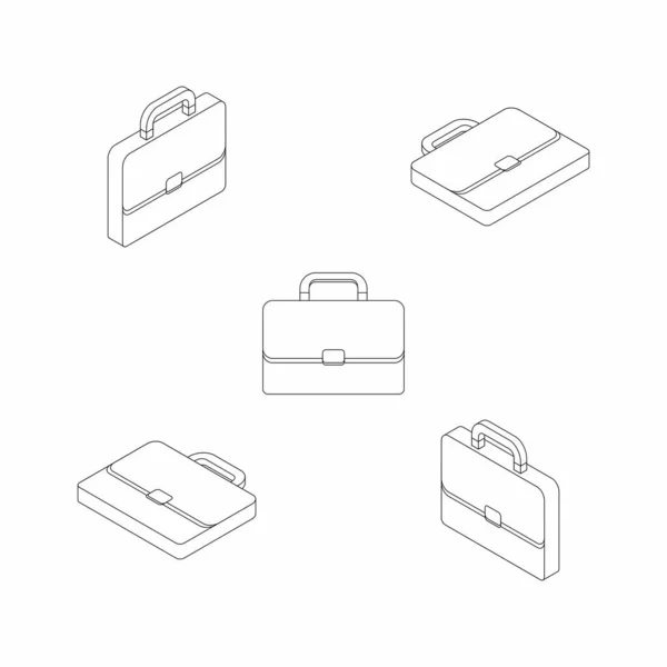 Porte Documents Isometric Flat Black Outline Icône Vecteur Illustration Vectorielle — Image vectorielle