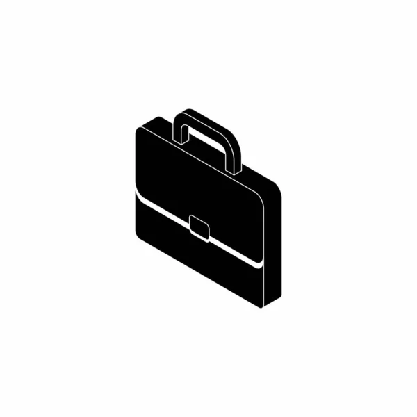 Briefcase Left View White Outline Icon Vector Isometric Flat Style — Stock Vector