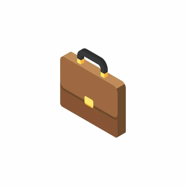 Briefcase Left View White Background Icon Vector Isometric Flat Style — Stock Vector