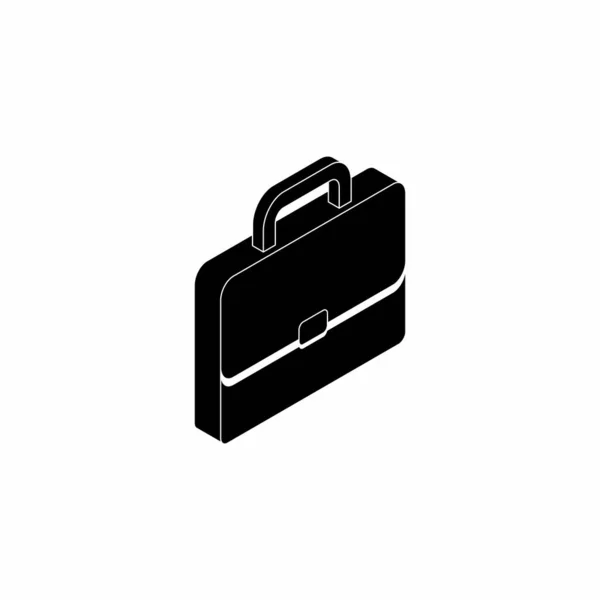 Briefcase Right View White Outline Icon Vector Isometric Flat Style — Stock Vector