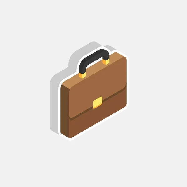 Briefcase Right View White Stroke Shadow Icon Vector Isometric 스타일 — 스톡 벡터