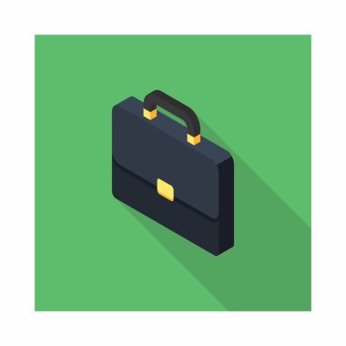 Evrak çantası sol görünüm ikon vektörü izometrik. Düz biçim vektör illüstrasyonu.