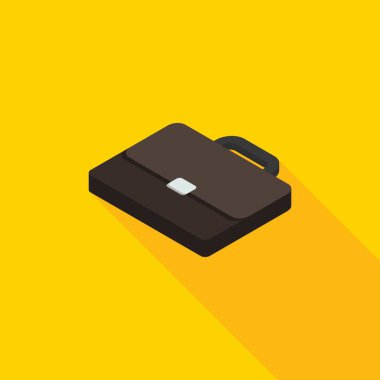 Evrak çantası sol görünüm ikon vektörü izometrik. Düz biçim vektör illüstrasyonu.