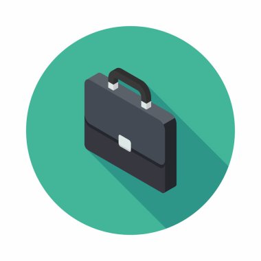 Evrak çantası sol görünüm ikon vektörü izometrik. Düz biçim vektör illüstrasyonu.