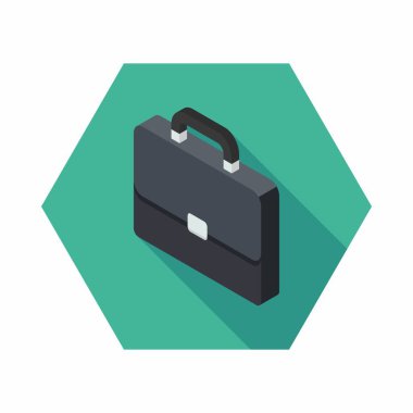 Evrak çantası sol görünüm ikon vektörü izometrik. Düz biçim vektör illüstrasyonu.