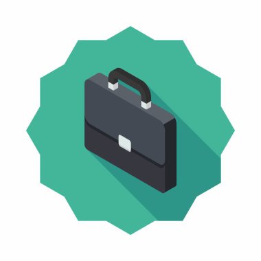 Evrak çantası sol görünüm ikon vektörü izometrik. Düz biçim vektör illüstrasyonu.