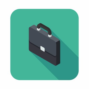 Evrak çantası sol görünüm ikon vektörü izometrik. Düz biçim vektör illüstrasyonu.