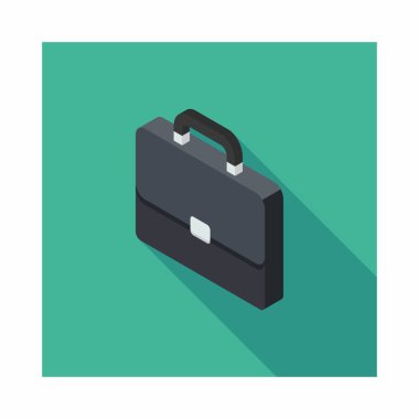 Evrak çantası sol görünüm ikon vektörü izometrik. Düz biçim vektör illüstrasyonu.