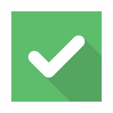 Kontrol işaretleri, tik işaretleri, kabul edildi, onaylandı, evet, doğru, tamam, doğru seçimler, görev tamamlama, oylama. - vektör işaretleri yeşil renkte. İzole edilmiş bir ikon. Düz biçim vektör illüstrasyonu.