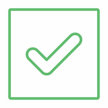 Kontrol işaretleri, tik işaretleri, kabul edildi, onaylandı, evet, doğru, tamam, doğru seçimler, görev tamamlama, oylama. - vektör işaretleri yeşil renkte. İzole edilmiş bir ikon. Düz biçim vektör illüstrasyonu.