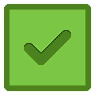 Kontrol işaretleri, tik işaretleri, kabul edildi, onaylandı, evet, doğru, tamam, doğru seçimler, görev tamamlama, oylama. - vektör işaretleri yeşil renkte. İzole edilmiş bir ikon. Düz biçim vektör illüstrasyonu.