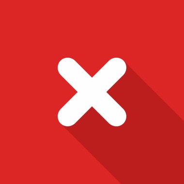 Yanlış notlar, yanlış işaretler, reddedilmiş, onaylanmamış, hayır, yanlış, tamam değil, yanlış seçimler, görev tamamlama, oylama. - vektör işareti sembolleri kırmızı. İzole edilmiş bir ikon. Düz biçim vektör illüstrasyonu.