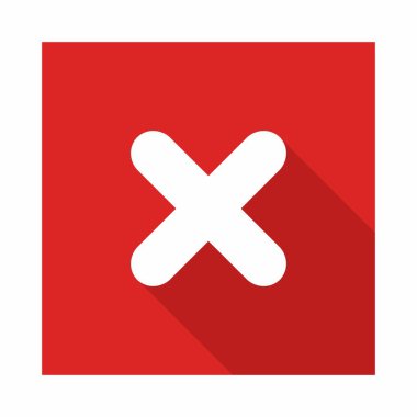 Yanlış notlar, yanlış işaretler, reddedilmiş, onaylanmamış, hayır, yanlış, tamam değil, yanlış seçimler, görev tamamlama, oylama. - vektör işareti sembolleri kırmızı. İzole edilmiş bir ikon. Düz biçim vektör illüstrasyonu.