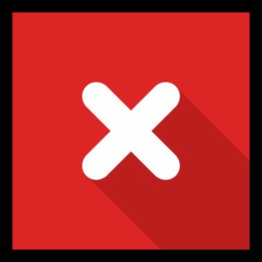 Yanlış notlar, yanlış işaretler, reddedilmiş, onaylanmamış, hayır, yanlış, tamam değil, yanlış seçimler, görev tamamlama, oylama. - vektör işareti sembolleri kırmızı. Siyah vuruş ve gölge tasarımı. İzole edilmiş bir ikon. Düz biçim vektör illüstrasyonu.