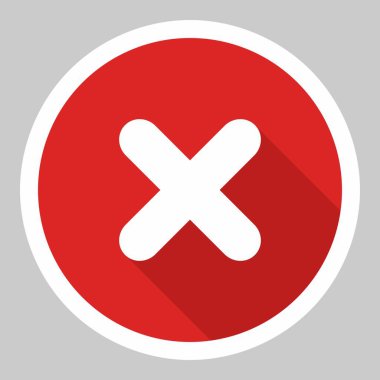 Yanlış notlar, yanlış işaretler, reddedilmiş, onaylanmamış, hayır, yanlış, tamam değil, yanlış seçimler, görev tamamlama, oylama. - vektör işareti sembolleri kırmızı. Beyaz kulaç ve gölge tasarımı. İzole edilmiş bir ikon. Düz biçim vektör illüstrasyonu.