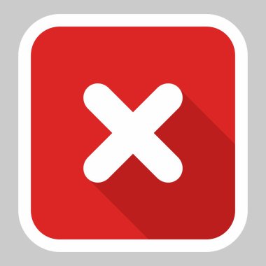 Yanlış notlar, yanlış işaretler, reddedilmiş, onaylanmamış, hayır, yanlış, tamam değil, yanlış seçimler, görev tamamlama, oylama. - vektör işareti sembolleri kırmızı. Beyaz kulaç ve gölge tasarımı. İzole edilmiş bir ikon. Düz biçim vektör illüstrasyonu.