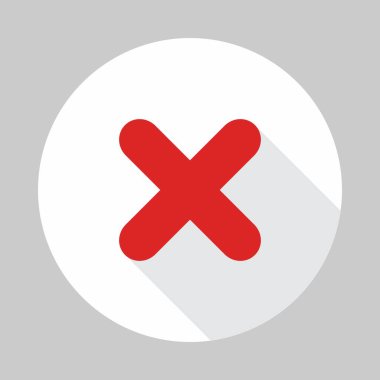 Yanlış notlar, yanlış işaretler, reddedilmiş, onaylanmamış, hayır, yanlış, tamam değil, yanlış seçimler, görev tamamlama, oylama. - vektör işareti sembolleri kırmızı. İzole edilmiş bir ikon. Düz biçim vektör illüstrasyonu.