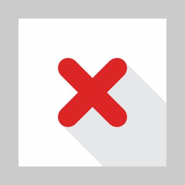 Yanlış notlar, yanlış işaretler, reddedilmiş, onaylanmamış, hayır, yanlış, tamam değil, yanlış seçimler, görev tamamlama, oylama. - vektör işareti sembolleri kırmızı. İzole edilmiş bir ikon. Düz biçim vektör illüstrasyonu.