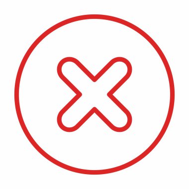 Yanlış notlar, yanlış işaretler, reddedilmiş, onaylanmamış, hayır, yanlış, tamam değil, yanlış seçimler, görev tamamlama, oylama. - vektör işareti sembolleri kırmızı. İzole edilmiş bir ikon. Düz biçim vektör illüstrasyonu.