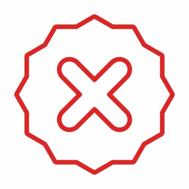 Yanlış notlar, yanlış işaretler, reddedilmiş, onaylanmamış, hayır, yanlış, tamam değil, yanlış seçimler, görev tamamlama, oylama. - vektör işareti sembolleri kırmızı. İzole edilmiş bir ikon. Düz biçim vektör illüstrasyonu.