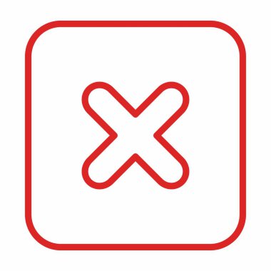 Yanlış notlar, yanlış işaretler, reddedilmiş, onaylanmamış, hayır, yanlış, tamam değil, yanlış seçimler, görev tamamlama, oylama. - vektör işareti sembolleri kırmızı. İzole edilmiş bir ikon. Düz biçim vektör illüstrasyonu.