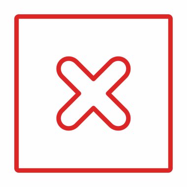 Yanlış notlar, yanlış işaretler, reddedilmiş, onaylanmamış, hayır, yanlış, tamam değil, yanlış seçimler, görev tamamlama, oylama. - vektör işareti sembolleri kırmızı. İzole edilmiş bir ikon. Düz biçim vektör illüstrasyonu.