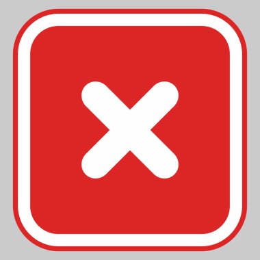 Yanlış notlar, yanlış işaretler, reddedilmiş, onaylanmamış, hayır, yanlış, tamam değil, yanlış seçimler, görev tamamlama, oylama. - vektör işareti sembolleri kırmızı. İzole edilmiş bir ikon. Düz biçim vektör illüstrasyonu.