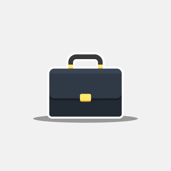 Briefcase White Stroke Shadow Icon Vector Geïsoleerd Platte Stijl Vector — Stockvector