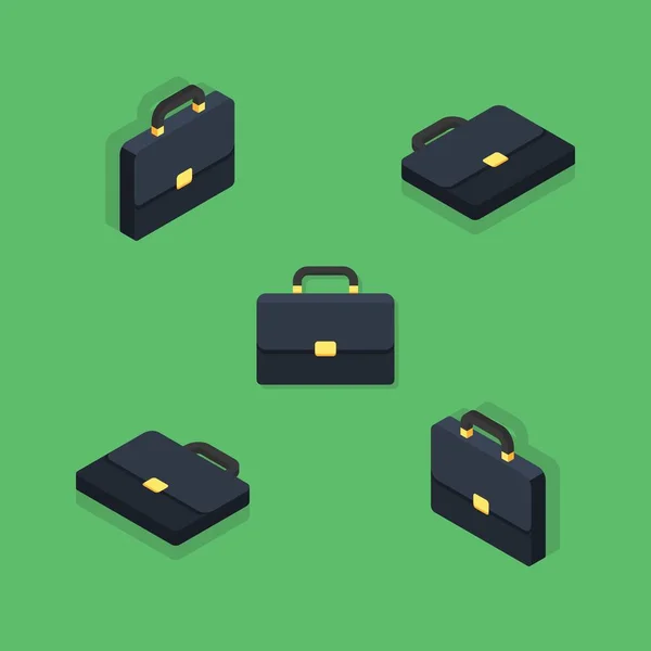 Briefcase Isometrische Platte Icoon Vector Platte Stijl Vector Illustratie — Stockvector