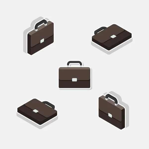 Briefcase Isometric Flat White Stroke Shadow Icon Vector 스타일 일러스트 — 스톡 벡터